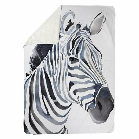 BEGIN HOME DECOR 60 x 80 in. Watercolor Zebra-Sherpa Fleece Blanket 5545-6080-AN411